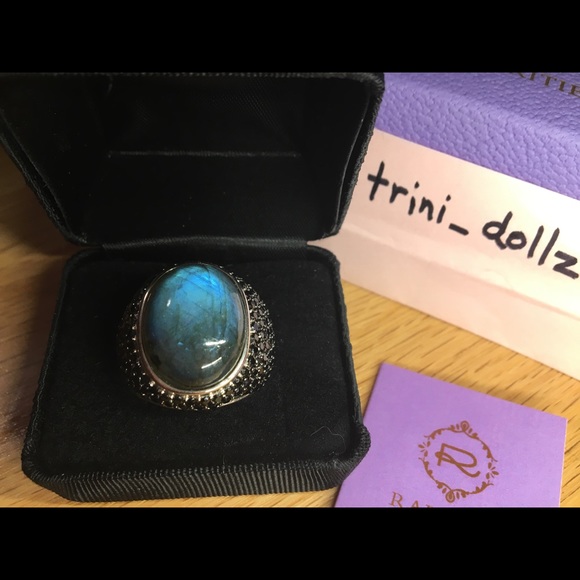 RARITIES NWT Carol Brodie Labradorite & Black Spinel Ring - Picture 4 of 8